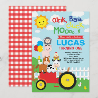 Vibrierender Viehbarnyard-Streichelzoo-Geburtstag Einladung