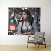 Vibrierendes 3D-Farbiges Digitales Kunstwerk Wandteppich (Beispiel (Horizontal))