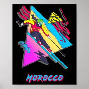Vibrierendes Abenteuer Skifahren in Marokko Grafik Poster