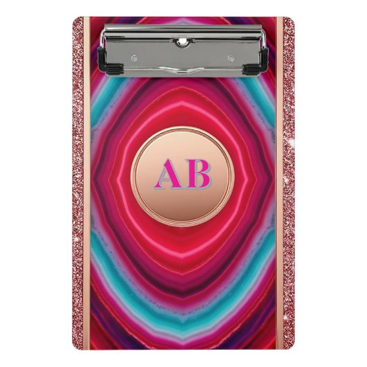 Vibrierendes Abstraktes Agate-Muster mit schlacken Mini Klemmbrett (Vorderseite)