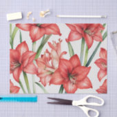 Vibrierendes Amaryllis Wasserfarben-Muster in Rot Seidenpapier (Handwerk)