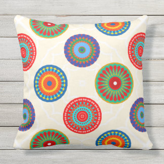Vibrierendes buntes Sommer-Mandala-Doppeltes Kissen