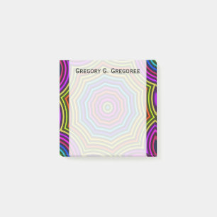 Vibrierendes, buntes Spiderweb Ähnliches Muster + Post-it Klebezettel