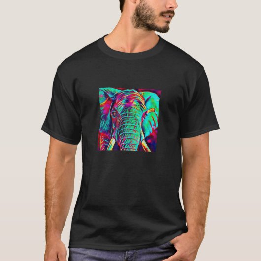 Vibrierendes elektronisches Elefantenkunstdesign T T-Shirt (Vorderseite)