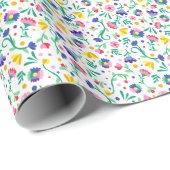Vibrierendes Fiesta Floral Mexican Party Design Geschenkpapier (Rolleneckpunkt)