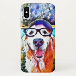 Vibrierendes goldener Retriever-Nerd-Glas-Malen Case-Mate iPhone Hülle