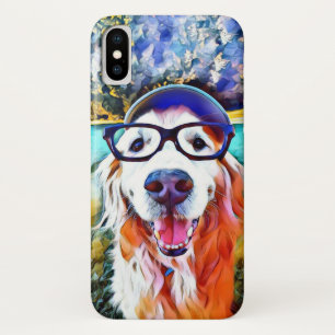 Vibrierendes goldener Retriever-Nerd-Glas-Malen Case-Mate iPhone Hülle
