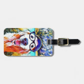 Vibrierendes goldener Retriever-Nerd-Glas-Malen Gepäckanhänger (Vorderseite horizontal)