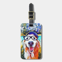 Vibrierendes goldener Retriever-Nerd-Glas-Malen