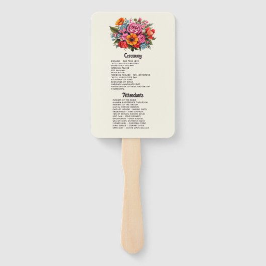 Vibrierendes Hochzeitsprogramm für Wasserfarben Fächer (Rückseite)