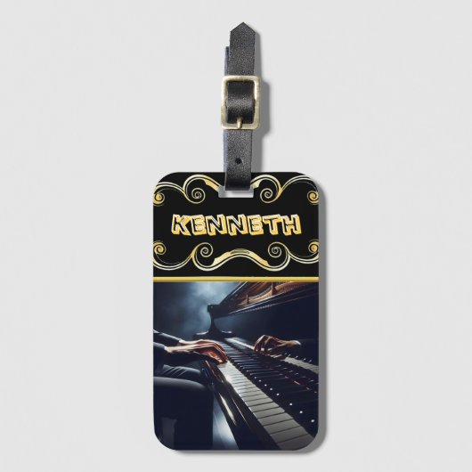 Vibrierendes Klavierdesign auf Elegant Gepäckanhänger (Vorderseite Vertikal)