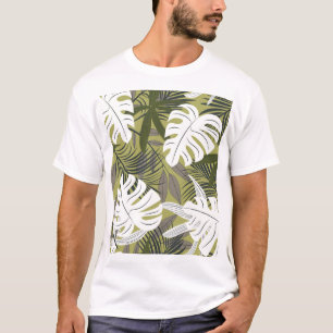 Vibrierendes Muster tropischer Blätter T-Shirt