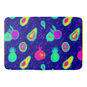 Vibrierendes Neon Fruits Design Badematte