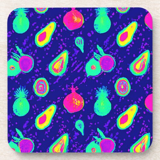 Vibrierendes Neon Fruits Design Getränkeuntersetzer (Vorderseite)