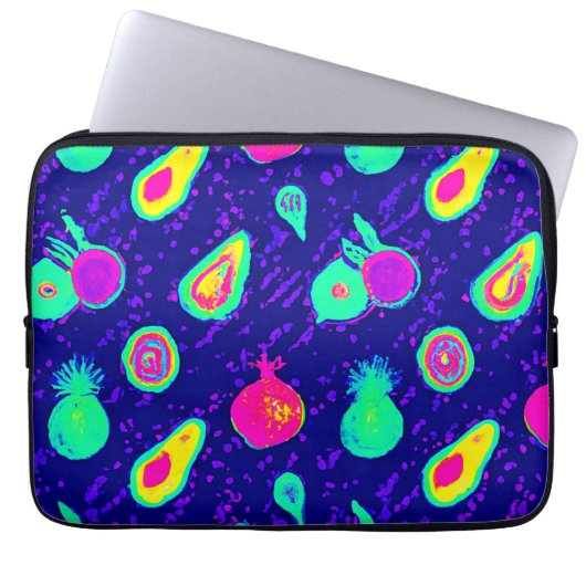 Vibrierendes Neon Fruits Design Laptopschutzhülle (Vorderseite)