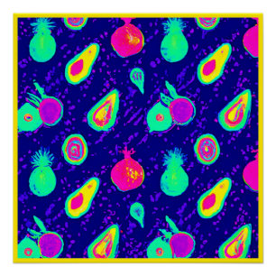 Vibrierendes Neon Fruits Design Poster
