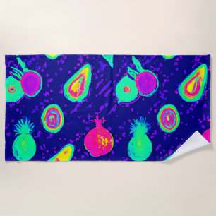 Vibrierendes Neon Fruits Design Strandtuch