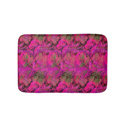 Vibrierendes rosa Laub-Muster Badematte (Vorderseite)
