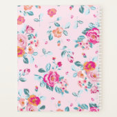 Vibrierendes rosa Rosen Blumenmuster auf Rosa Planer (Rückseite)