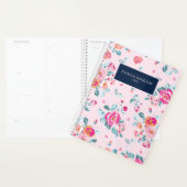 Vibrierendes rosa Rosen Blumenmuster auf Rosa Planer (Anzeige)