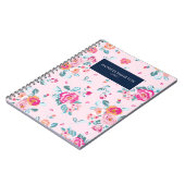 Vibrierendes rosa Rosen Vintages Blumenmuster auf Notizblock (Linke Seite)