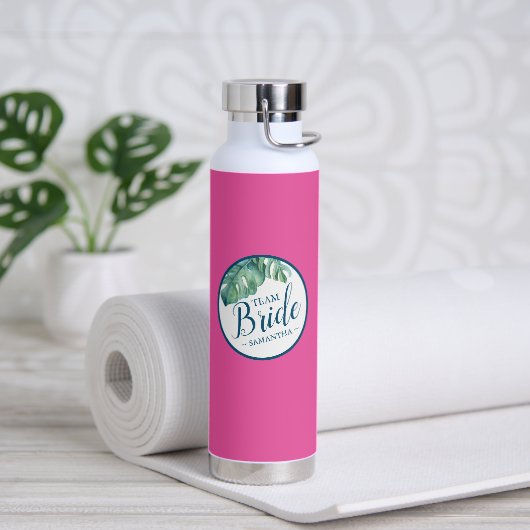 Vibrierendes Rosa und Weiß Personalisiert Trinkflasche (Yoga)