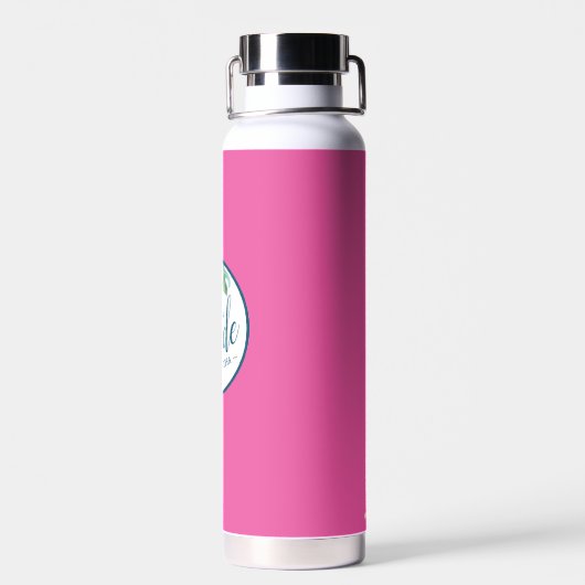 Vibrierendes Rosa und Weiß Personalisiert Trinkflasche (Rückseite)