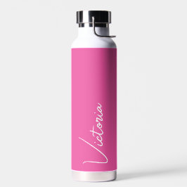 Vibrierendes Rosa und Weiß Personalisiert Trinkflasche