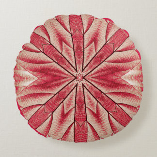 Vibrierendes rotes Stoffmuster-Design Rundes Kissen
