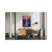 Vibrierendes Stadtbild bei Sunset Neon Lights Digi Fotodruck