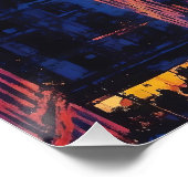 Vibrierendes Stadtbild bei Sunset Neon Lights Digi Poster (Ecke)