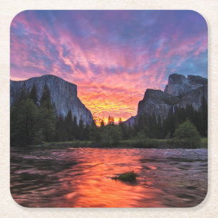Vibrierendes Tal des Himmel-  Yosemite Rechteckiger Pappuntersetzer