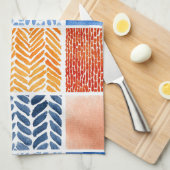 Vibrierendes Watercolor Grid Muster in Blau & Oran Geschirrtuch (Viertel Falte)