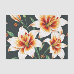 Vibrierendes Watercolor Lilies Muster in Weiß Seidenpapier