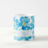 Vibrierendes Watercolorblau vergisst mich nicht Kaffeetasse (Mittel)