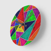 Vibriertes geometrisches Muster Runde Wanduhr (Winkel)