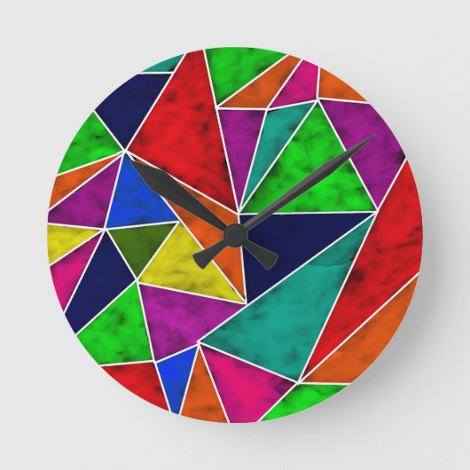 Vibriertes geometrisches Muster Runde Wanduhr (Vorderseite)