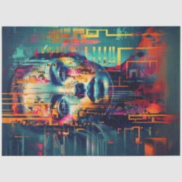 Vibrig Abstraktes Chaotic Portrait Lady Decoupage Seidenpapier