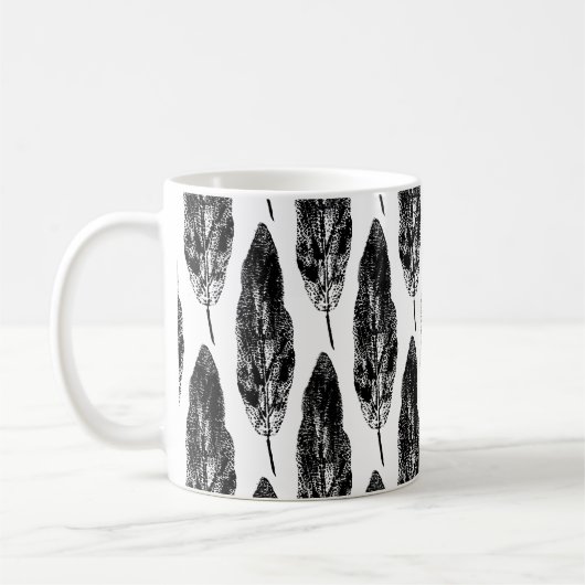 Viburnum Leaf Printwerbung aus schwarzem und weiße Kaffeetasse (Links)