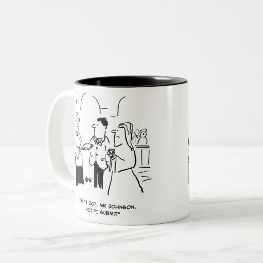 Vicar bei Wedding sagt Bridegroom, dass er "Ich tu Zweifarbige Tasse (Vorderseite Links)