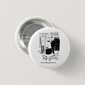 Vicar hat einen Cassock Fitting Church Cartoon Button (Vorne & Hinten)