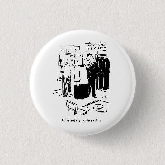 Vicar hat einen Cassock Fitting Church Cartoon Button (Vorderseite)