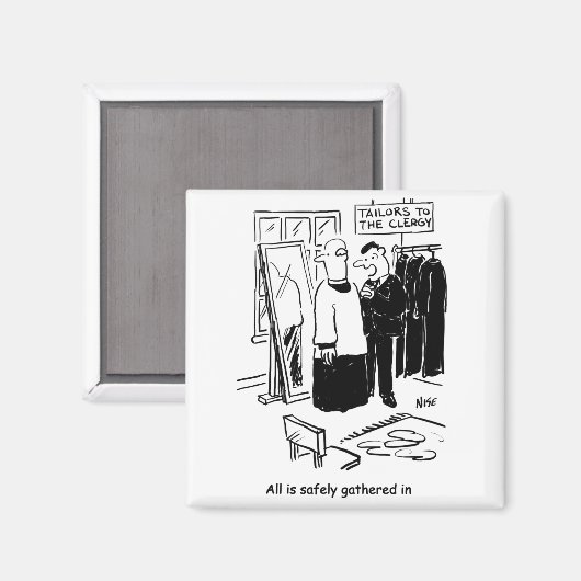 Vicar hat einen Cassock Fitting Church Cartoon Magnet (Vorderseite/Rückseite)