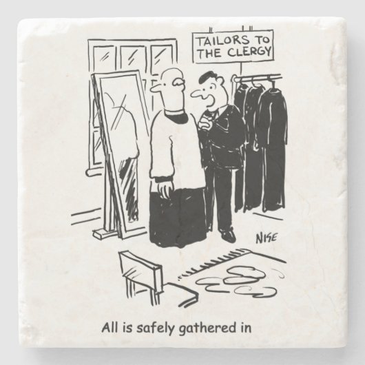 Vicar hat einen Cassock Fitting Church Cartoon Steinuntersetzer (Vorderseite)
