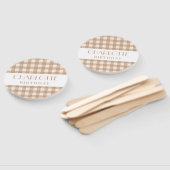 Vichy Braunbeige Gingham karierte Hochzeit Fächer (Non-assembled)