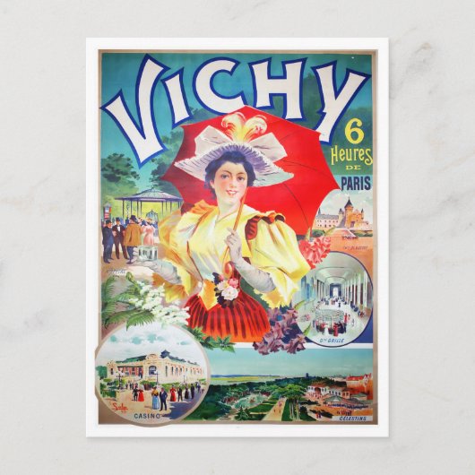 Vichy France Vintage Postkarte (Vorderseite)