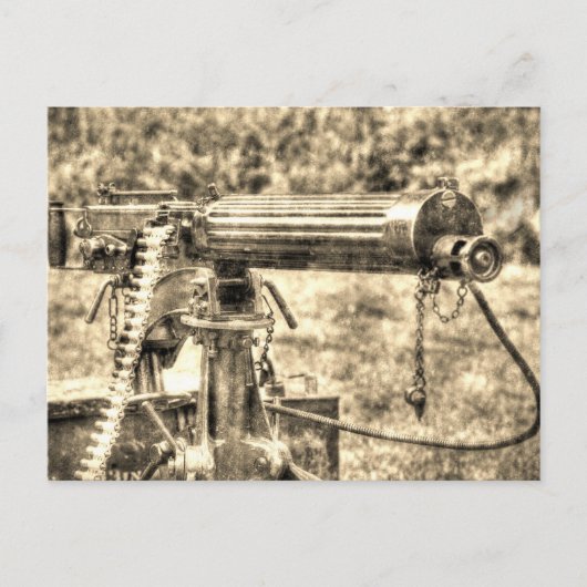 Vickers-Maschinengewehr Vintage Postkarte (Vorderseite)