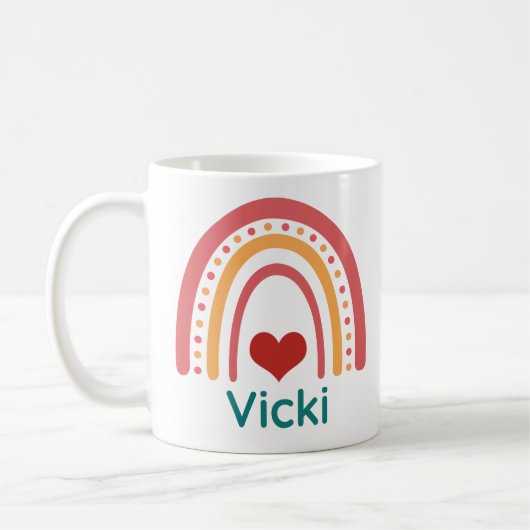 Vicki Name Vintag Boho Rainbow Kaffeetasse (Links)