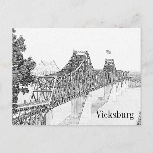 Vicksburg, Mississippi Brücke Sketch Kunst, Dichtu Postkarte (Vorderseite)
