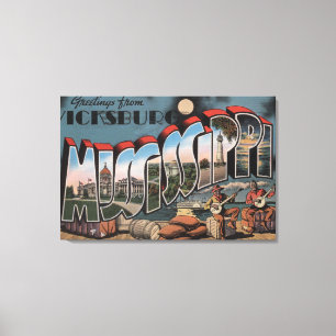 Vicksburg, Mississippi - große Buchstabe-Szenen Leinwanddruck